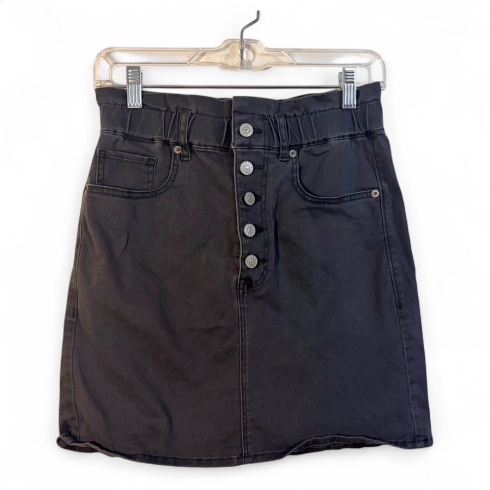Express Charcoal Button-Down Mini Skirt